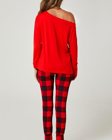 Let It Snow* Christmas Long Sleeve Sweatshirt Top & Trousers Co Ord in Red
