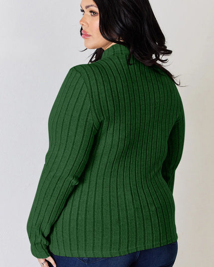 Basic Bae Full Size Ribbed Mock Neck Long Sleeve T-Shirt