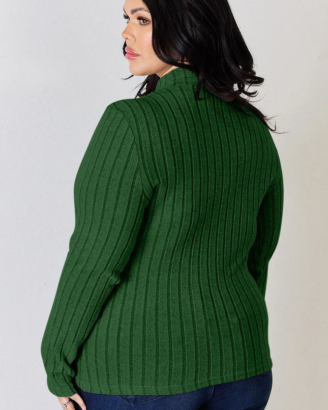 Basic Bae Full Size Ribbed Mock Neck Long Sleeve T-Shirt