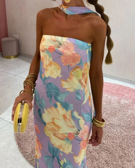 Printed Tube Maxi Dress