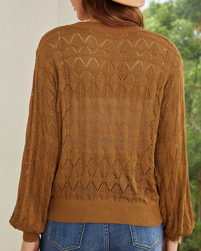 Openwork Button Up Cardigan