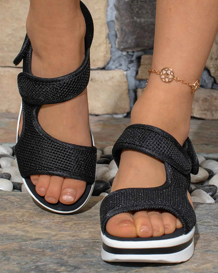 Mesh Platform Cutout Sandals