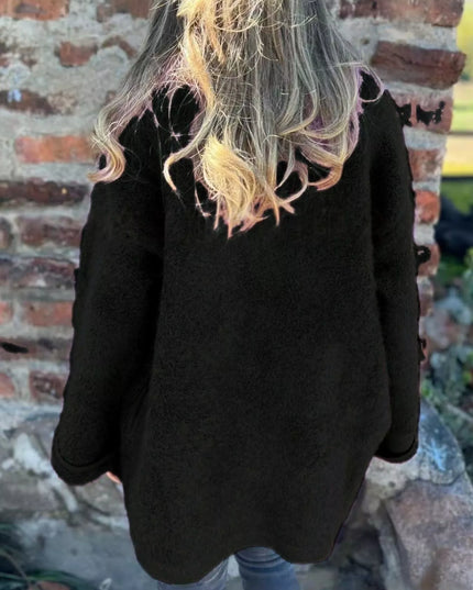 Open Front Long Sleeve Fluffy Jacket