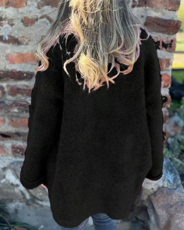 Open Front Long Sleeve Fluffy Jacket