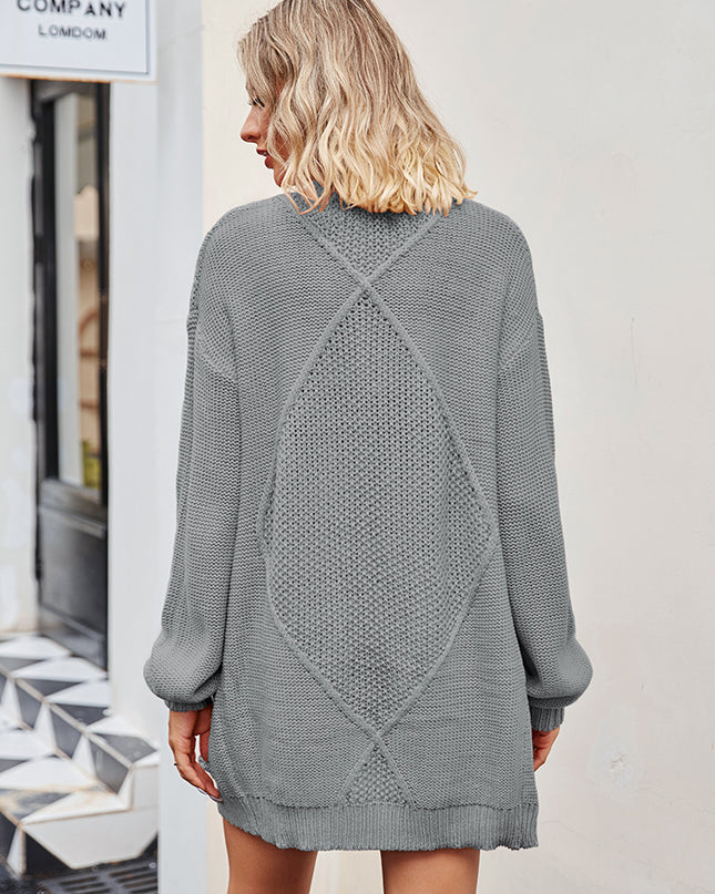 Cable-Knit Long Sleeve Cardigan