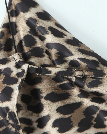 Leopard Print Satin Maxi Dress