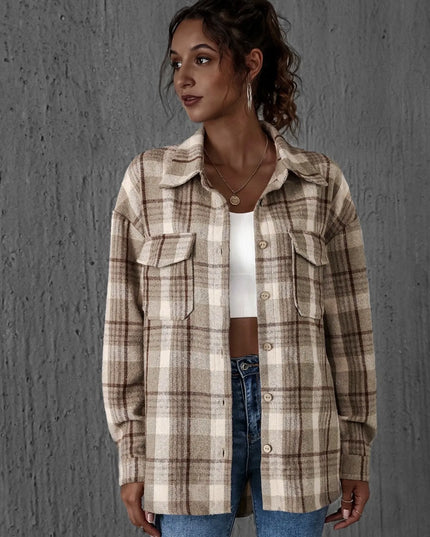 Plaid Button-Up Long Sleeve Shirt