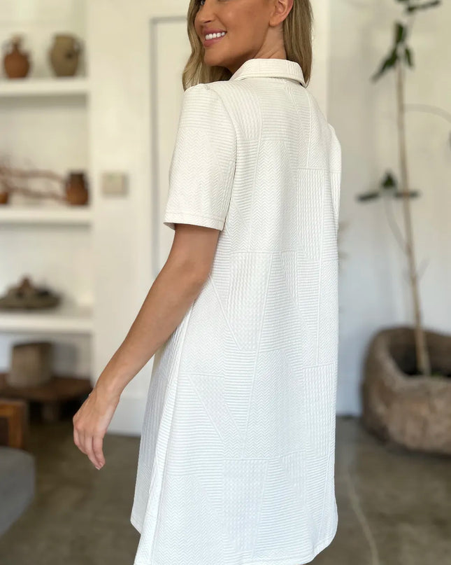 Double Take Full Size Texture Short Sleeve Dress