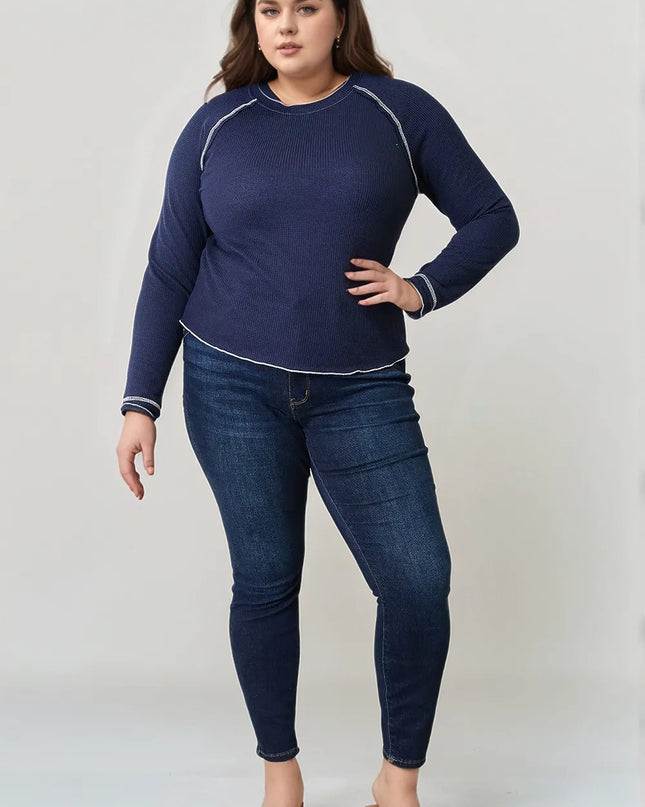 Basic Bae Long Raglan Sleeve Round Neck Top