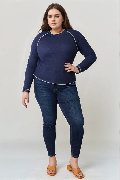 Basic Bae Long Raglan Sleeve Round Neck Top