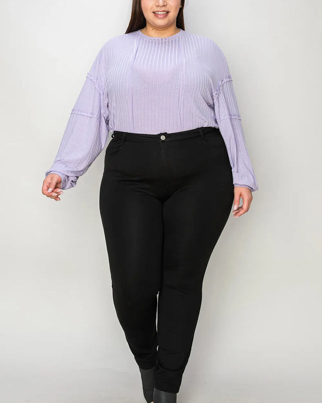 Basic Bae Full Size Ribbed Round Neck Long Sleeve T-Shirt