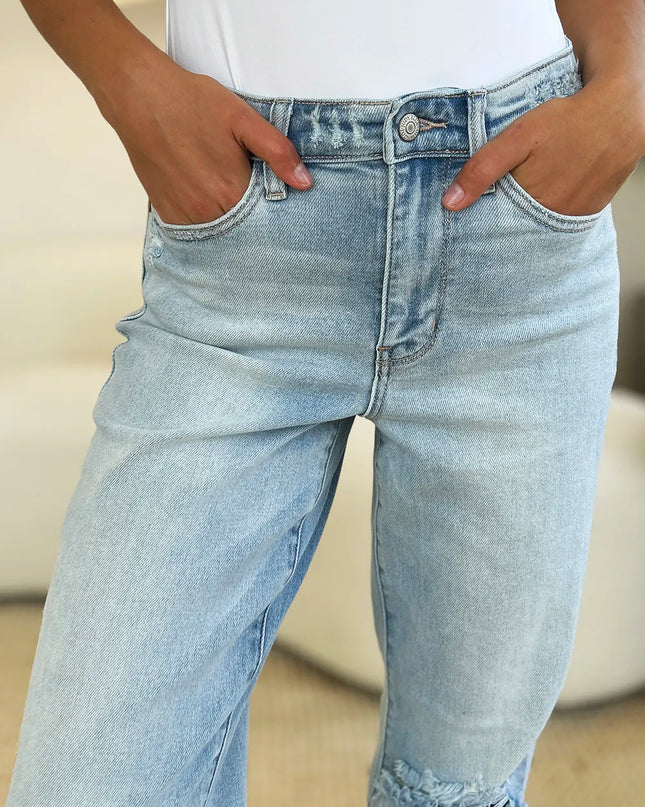 Judy Blue Full Size High Waist Distressed Straight Jeans