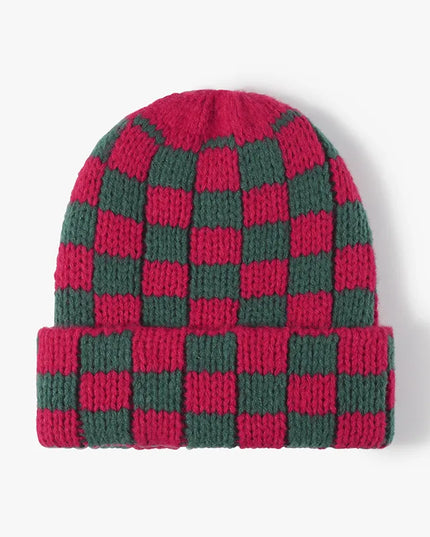 Thermal Checkered Hat Deep Red One Size