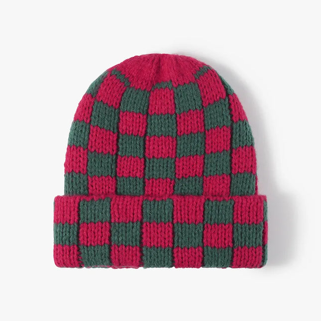 Thermal Checkered Hat Deep Red One Size