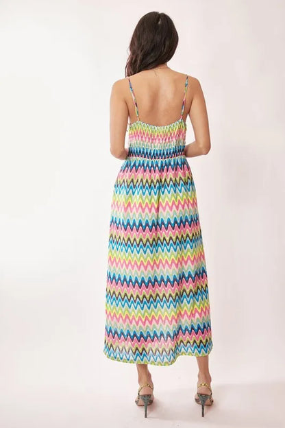 Davi & Dani Multi Color Crochet Lace Midi Dress