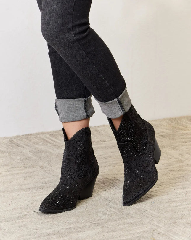 East Lion Corp Rhinestone Ankle Cowboy Boots