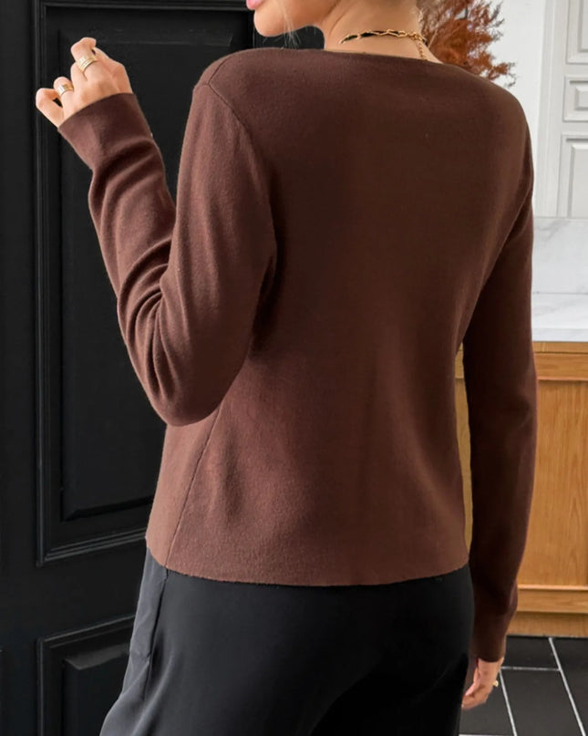 Button-Up Long Sleeve Knit Cardigan