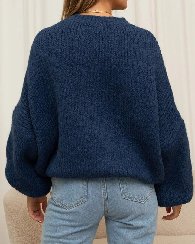 Round Neck Dropped Shoulder Sweater