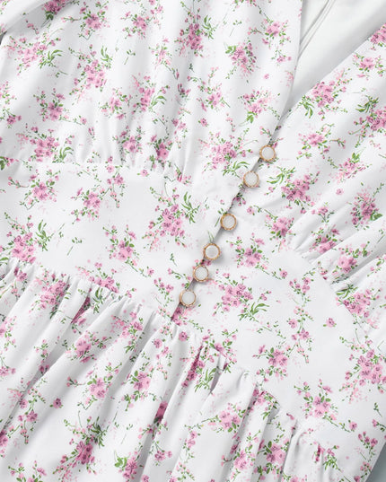 Floral Print Balloon Sleeve Dress