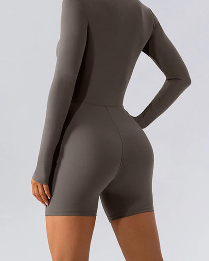 Half Zip Long Sleeve Active Romper 