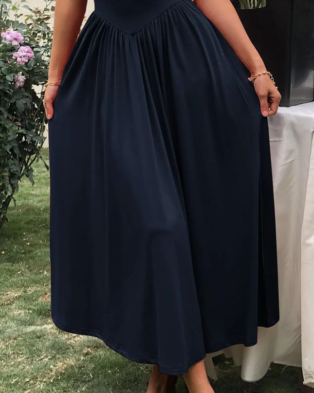 Sleeveless Midi Dress with Gathered Waist