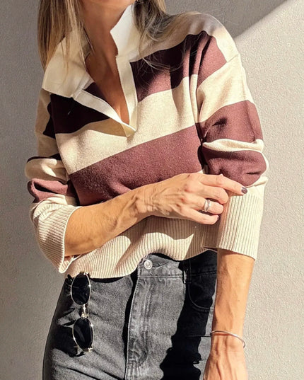 Color Block Long Sleeve Knit Top