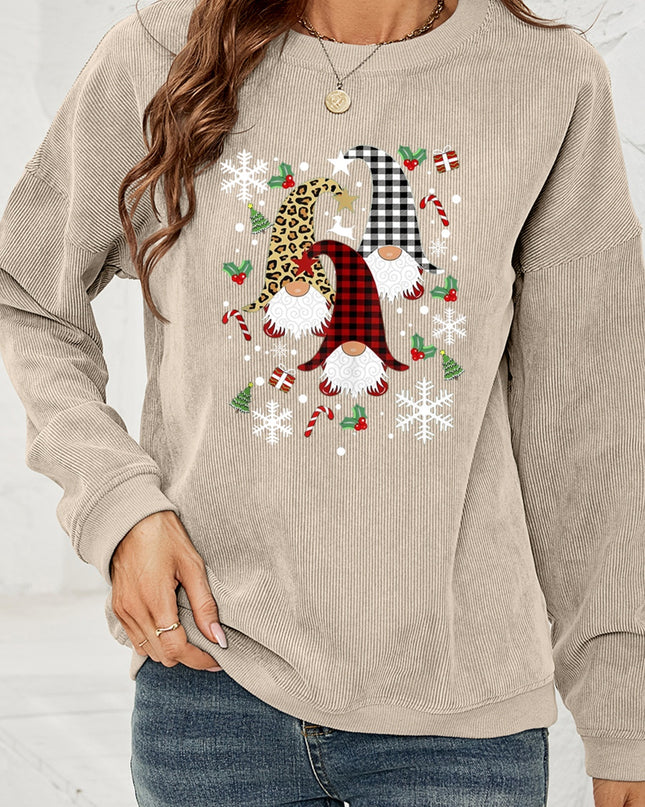 Faceless Gnome Graphic Drop Shoulder Sweatshirt