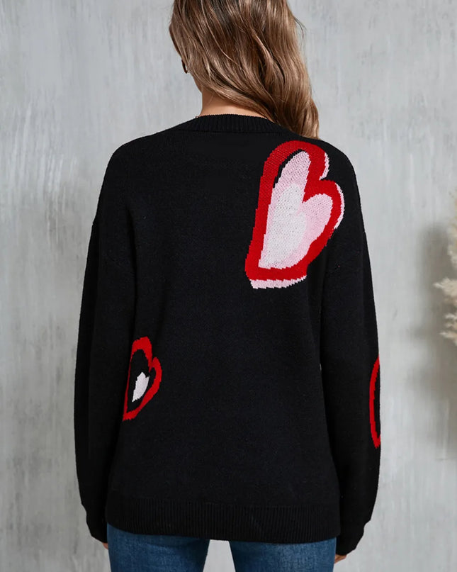 Angel Wings Heart Round Neck Long Sleeve Sweater