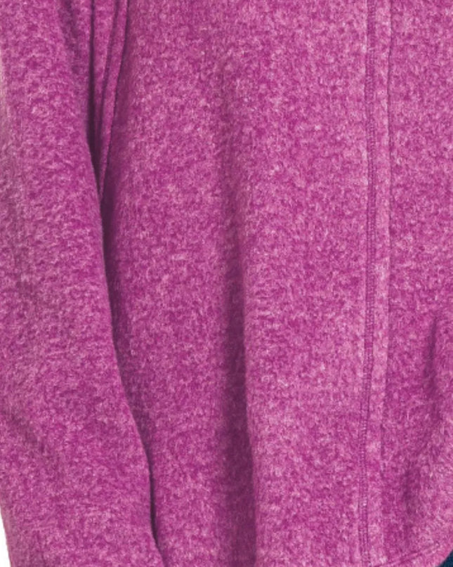 Zenana Brushed Hacci Exposed Seam Hi Low Sweater