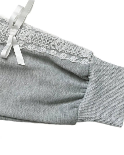 Lace Detail Round Neck Sweatshirt