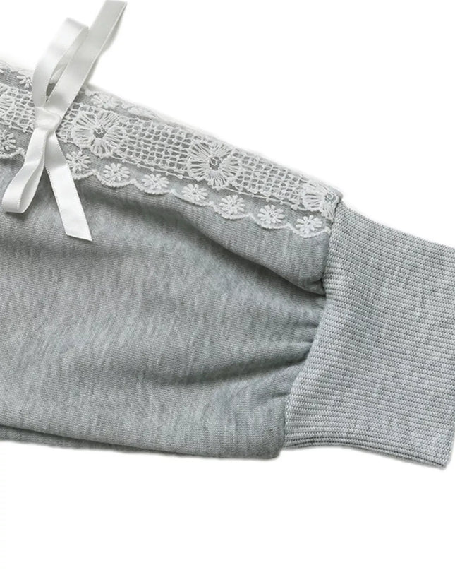 Lace Detail Round Neck Sweatshirt