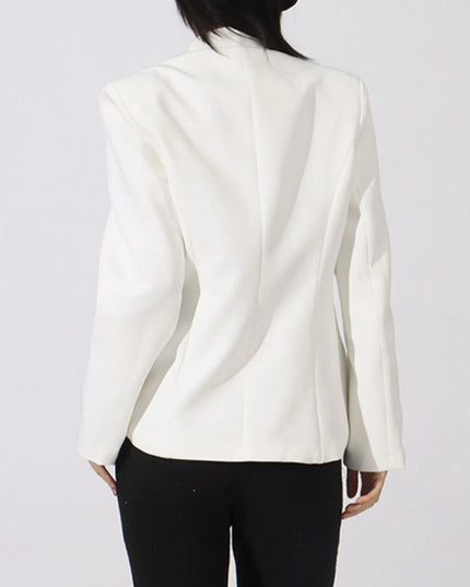 Flower Button Front Long Sleeve Blazer