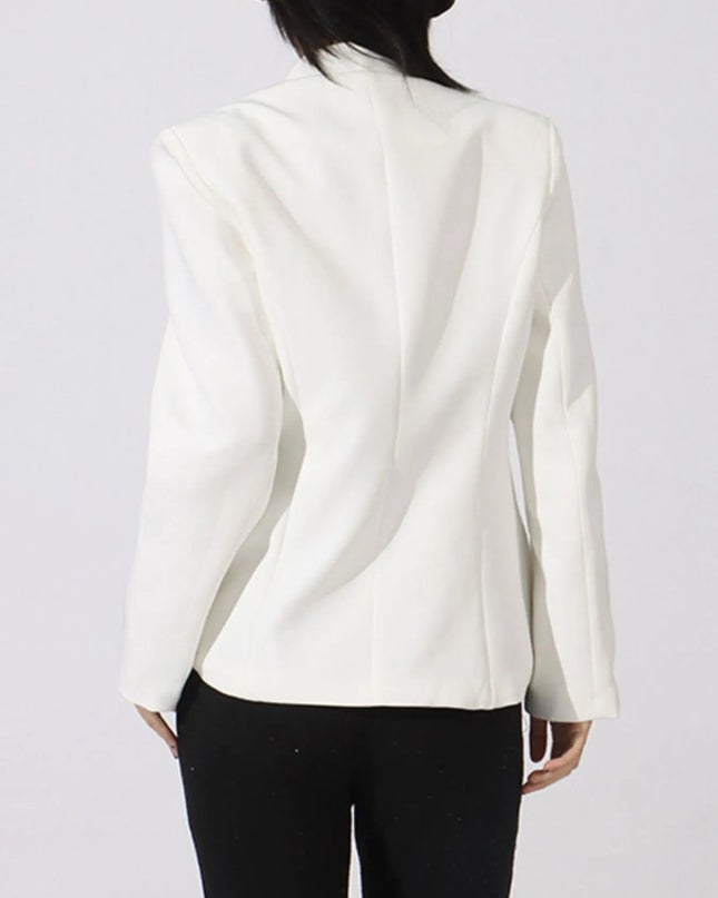 Flower Button Front Long Sleeve Blazer