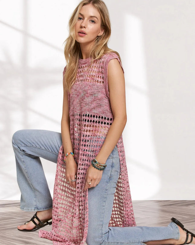 ADORA Multi Color Crochet Tunic Top 