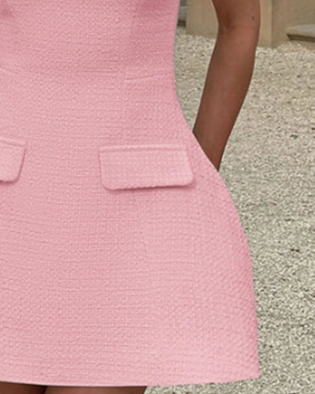 Cutout Back Round Neck Cap Sleeve Mini Dress