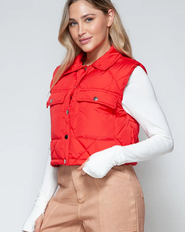 Snobbish Snap Down Quilted Crop Vest