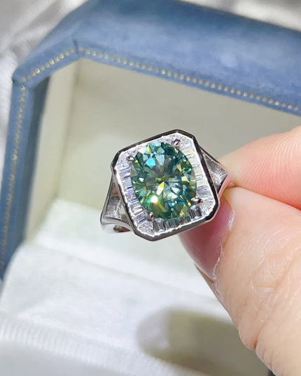 3 Carat Moissanite Engagement Square Ring Gum Leaf