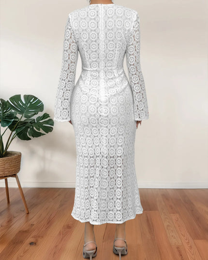 Lace Long Sleeve Midi Dress
