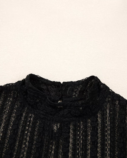 Lace Patchwork Flounce Sleeve Slim Fit Top