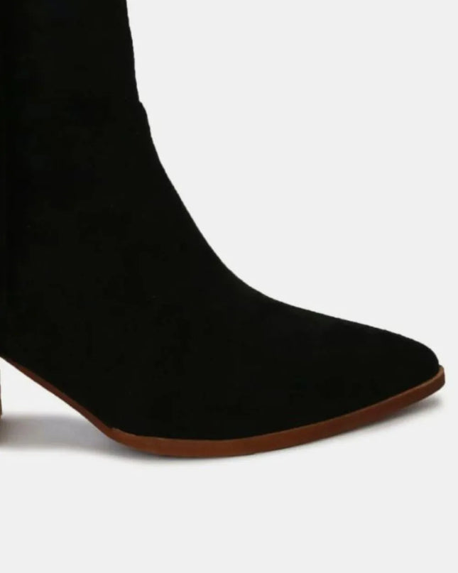 Beast Fashion Suede Fringe Point Toe Ankle Boots