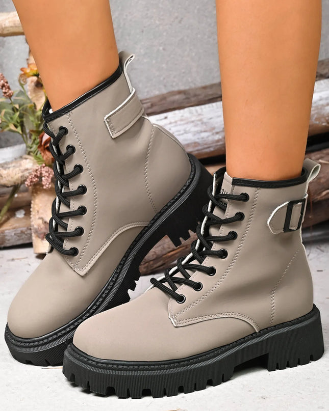 Lace Up Platform Boots Grey