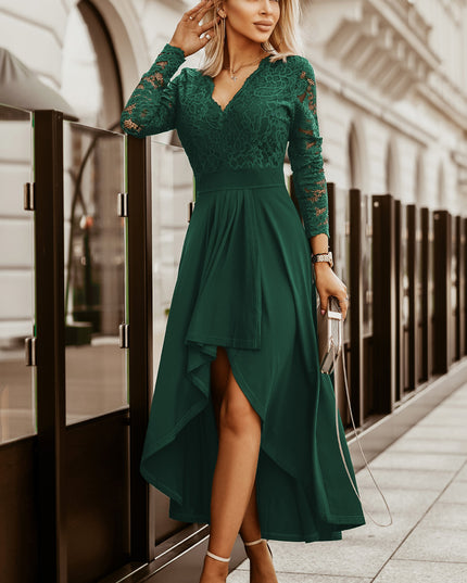 Lace High-Low V-Neck Dress 