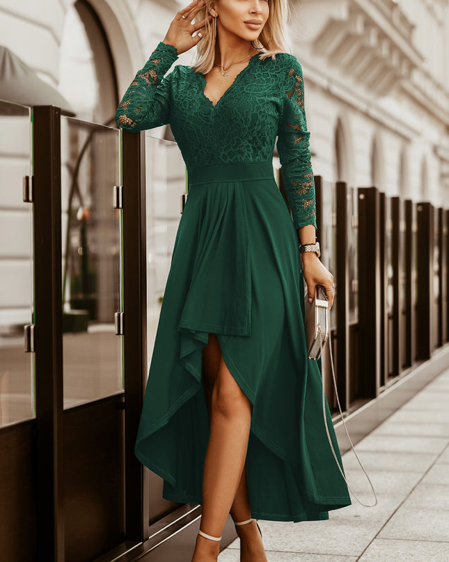 Lace High-Low V-Neck Dress 