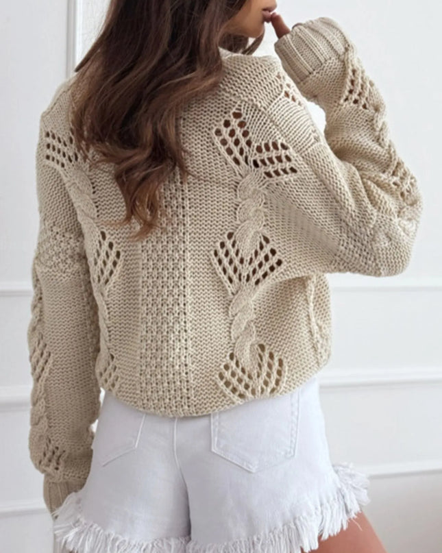 Chunky Cropped Button-Up Sweater Cardigan