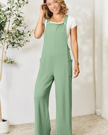 Double Take Full Size Wide Strap Overall with Pockets