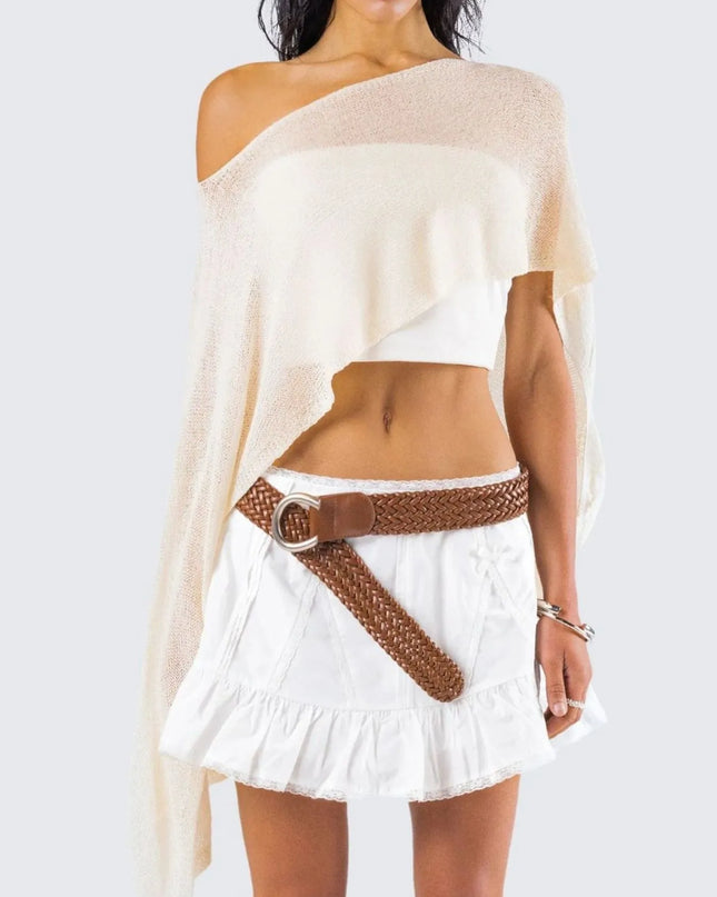 Boat Neck Long Sleeve knit Cover Up