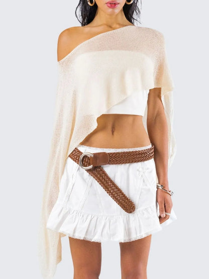 Boat Neck Long Sleeve knit Cover Up