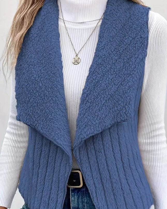 Open Front Fuzzy Vest Coat
