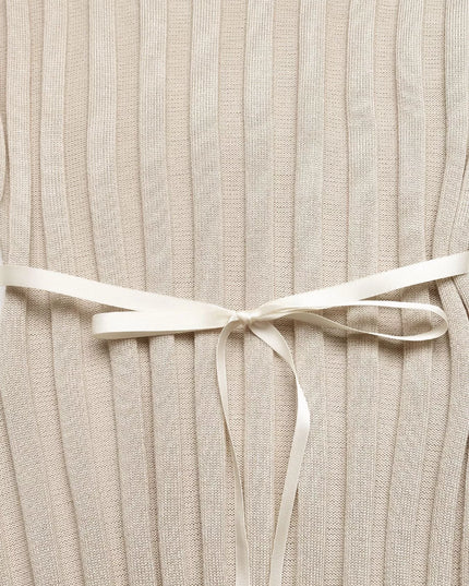 Ribbed Knit V-Neck Long Sleeve Maxi Dress