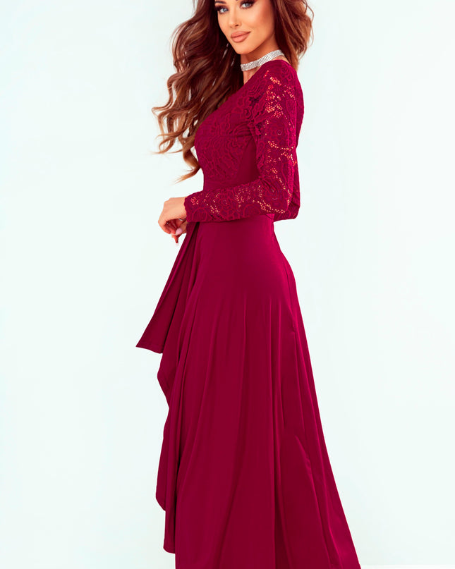 Lace High-Low V-Neck Dress 